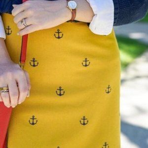 Vineyard Vines Yellow Wool Anchor Skirt, Size 2